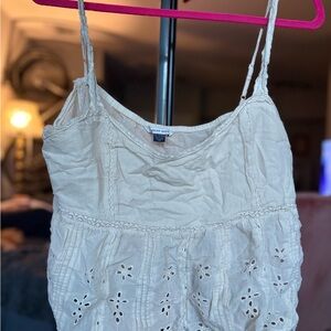 aerie Cream Eyelet Cami with Braided Straps
